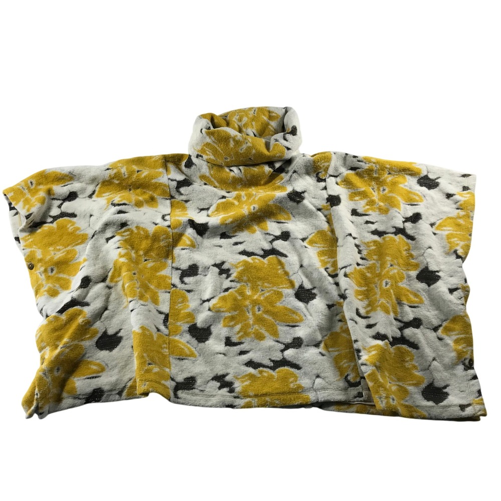 Saturday Sunday Anthropologie Floral Cowl Neck Poncho Sweater Yellow XS/S